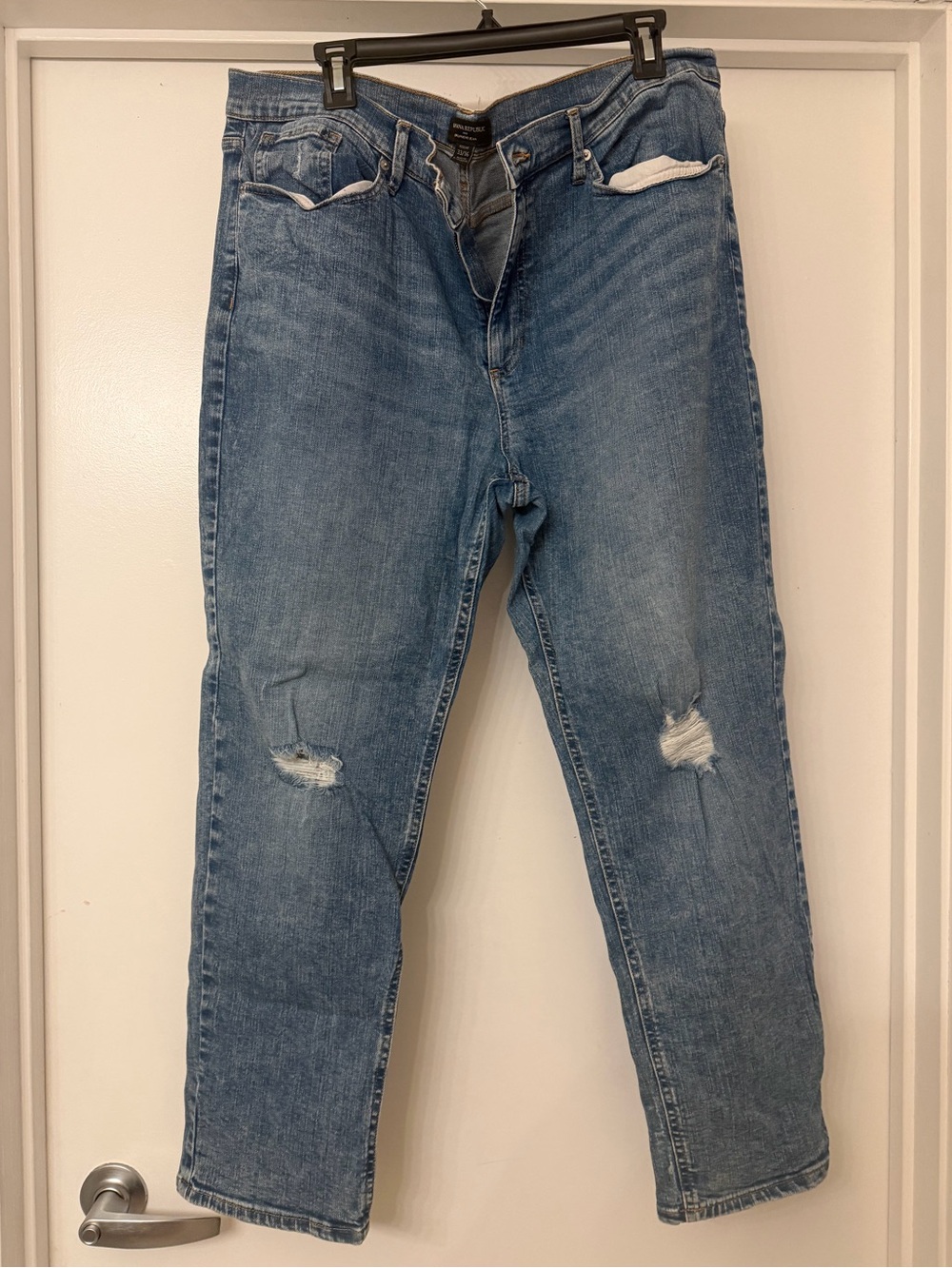 Women's Blue Distressed Girlfriend Jeans